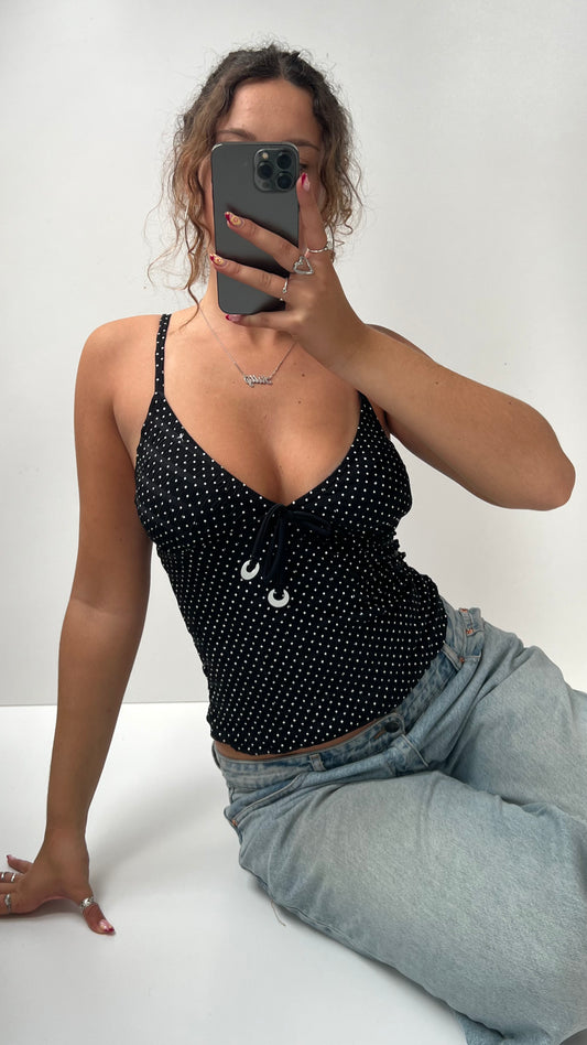 00s black polka dot cami- size S
