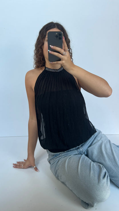 00s black mesh halter cami- size M
