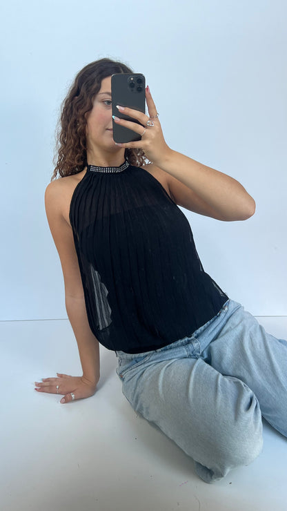 00s black mesh halter cami- size M