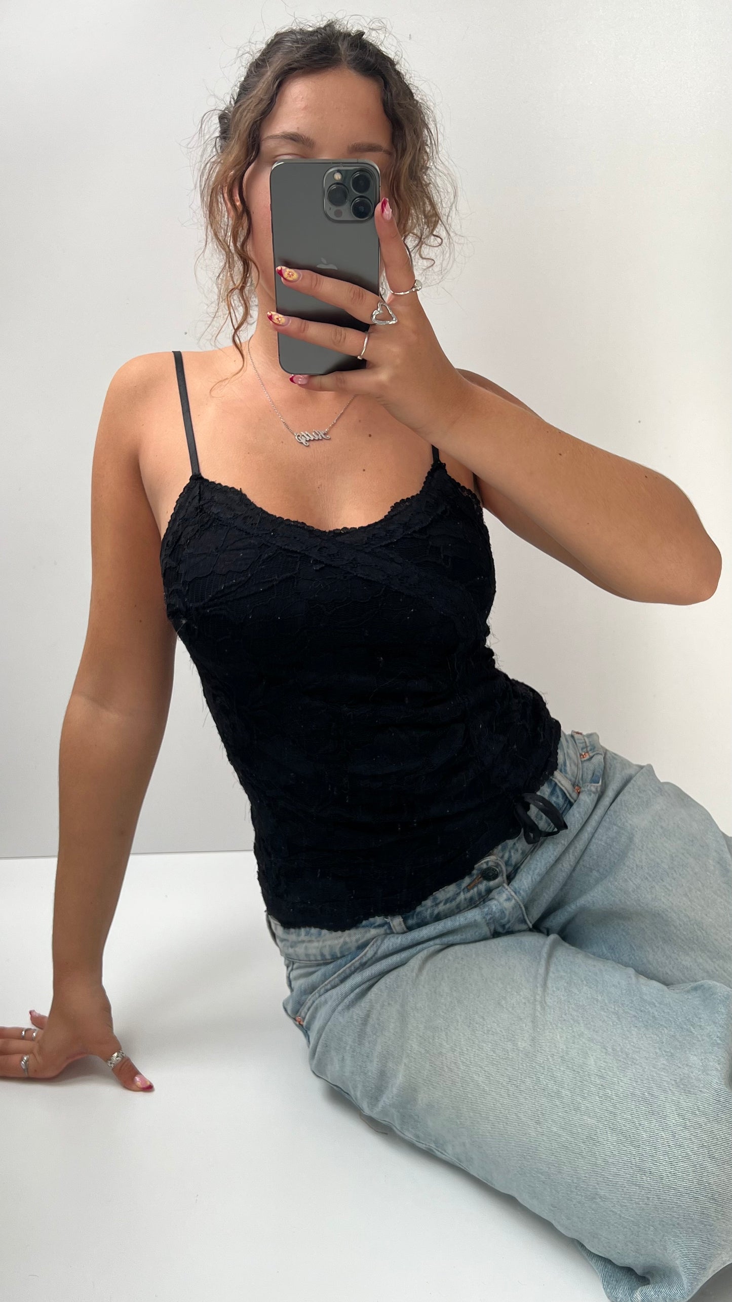 00s black lace cami- size S/M