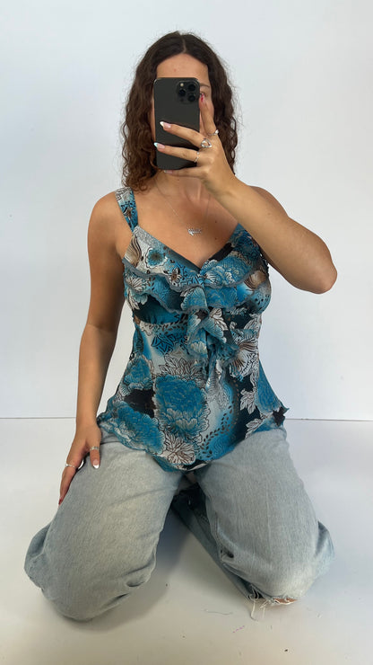 00s blue floral cami- size L
