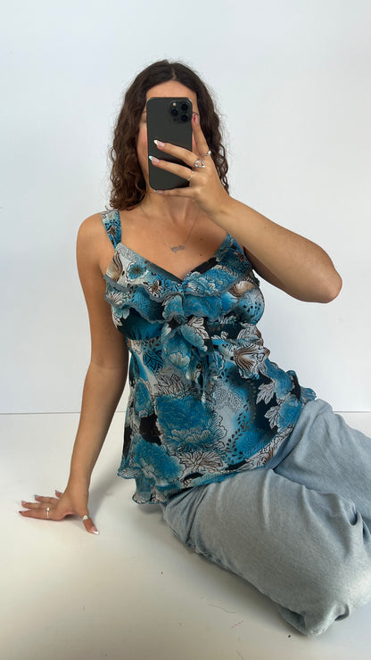 00s blue floral cami- size L
