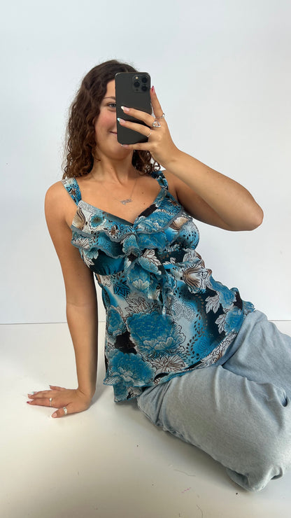 00s blue floral cami- size L