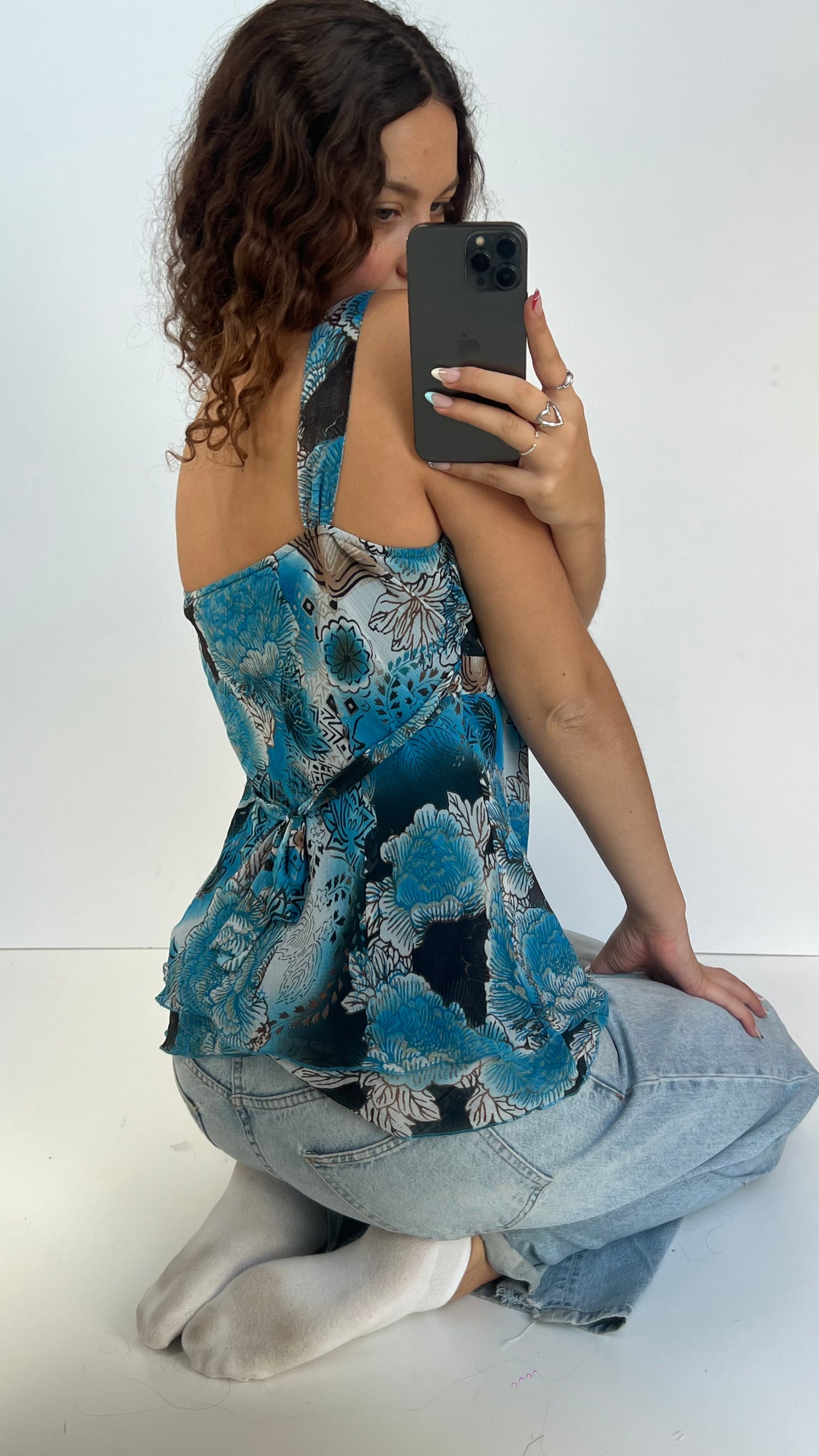 00s blue floral cami- size L