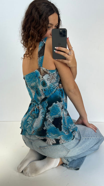 00s blue floral cami- size L