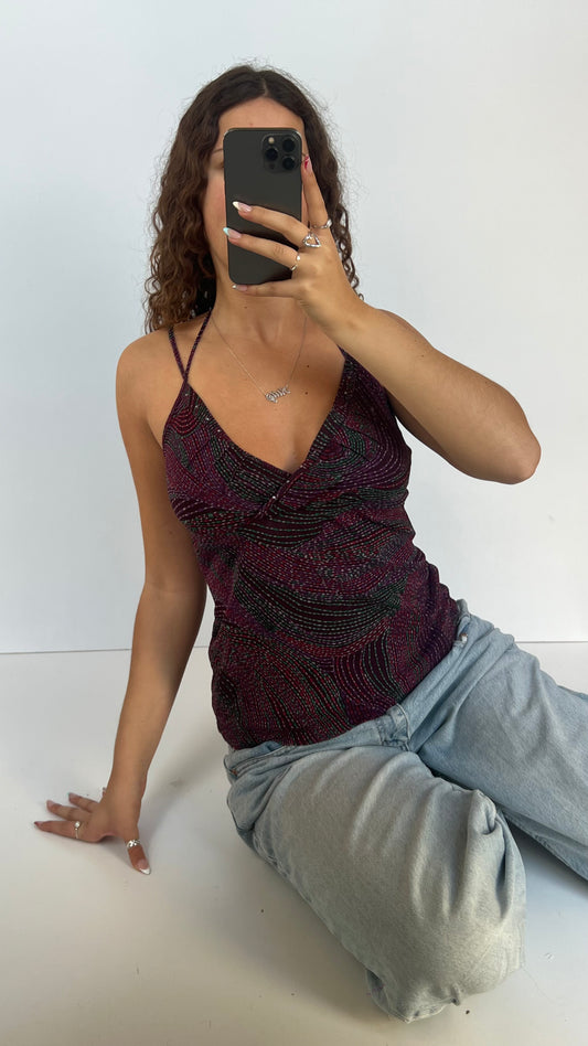 00s purple mesh cami- size XL