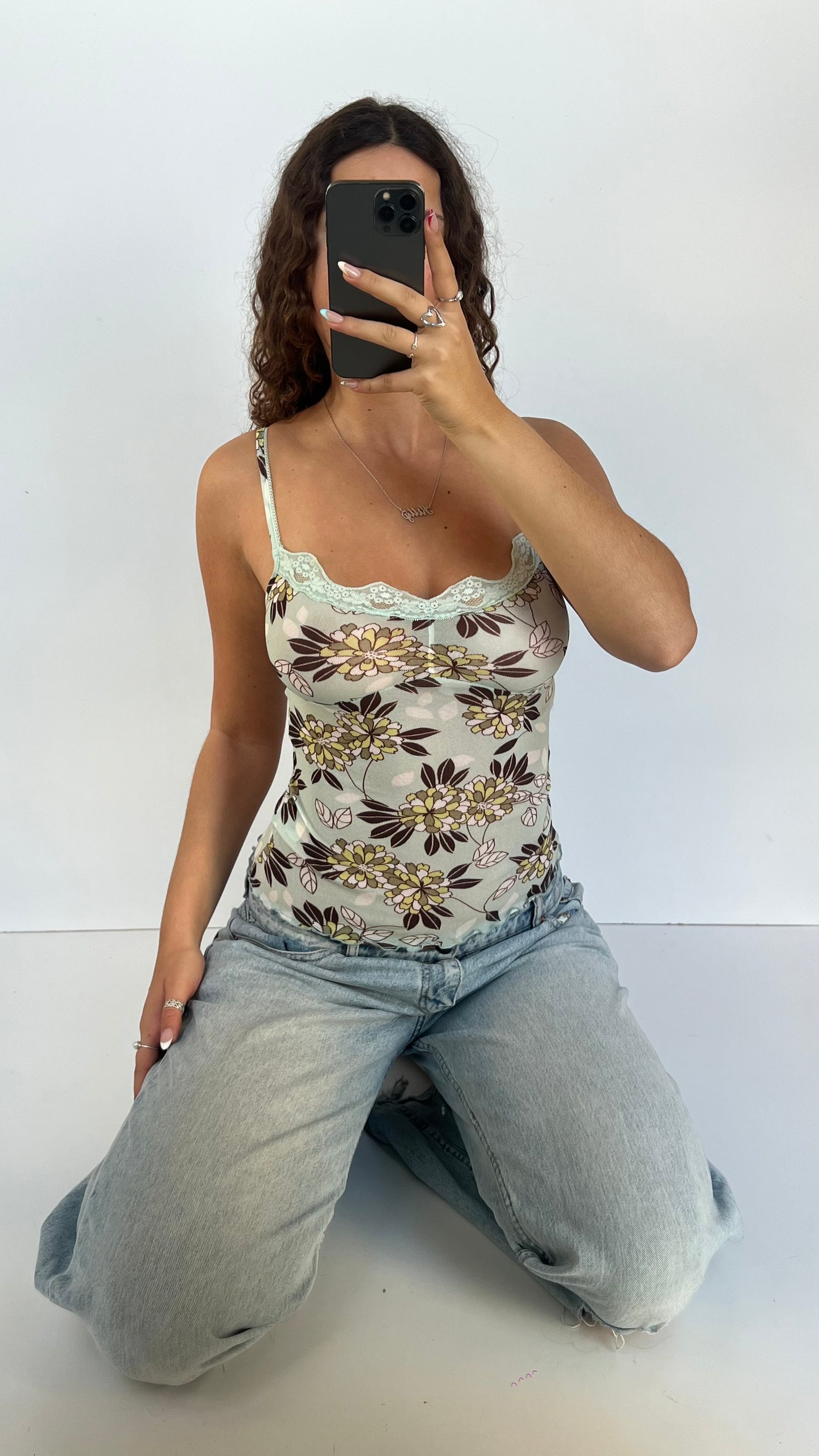 00s blue floral cami- size XS/S