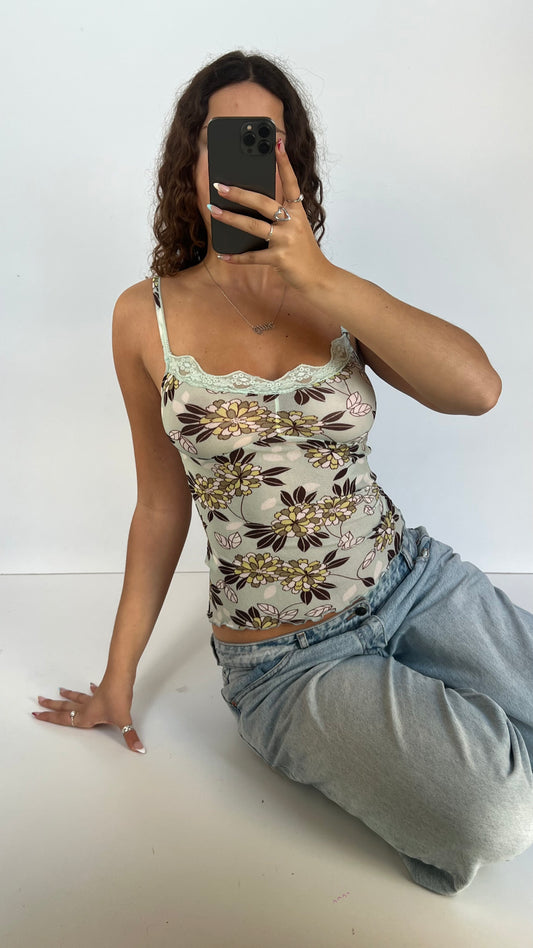 00s blue floral cami- size XS/S