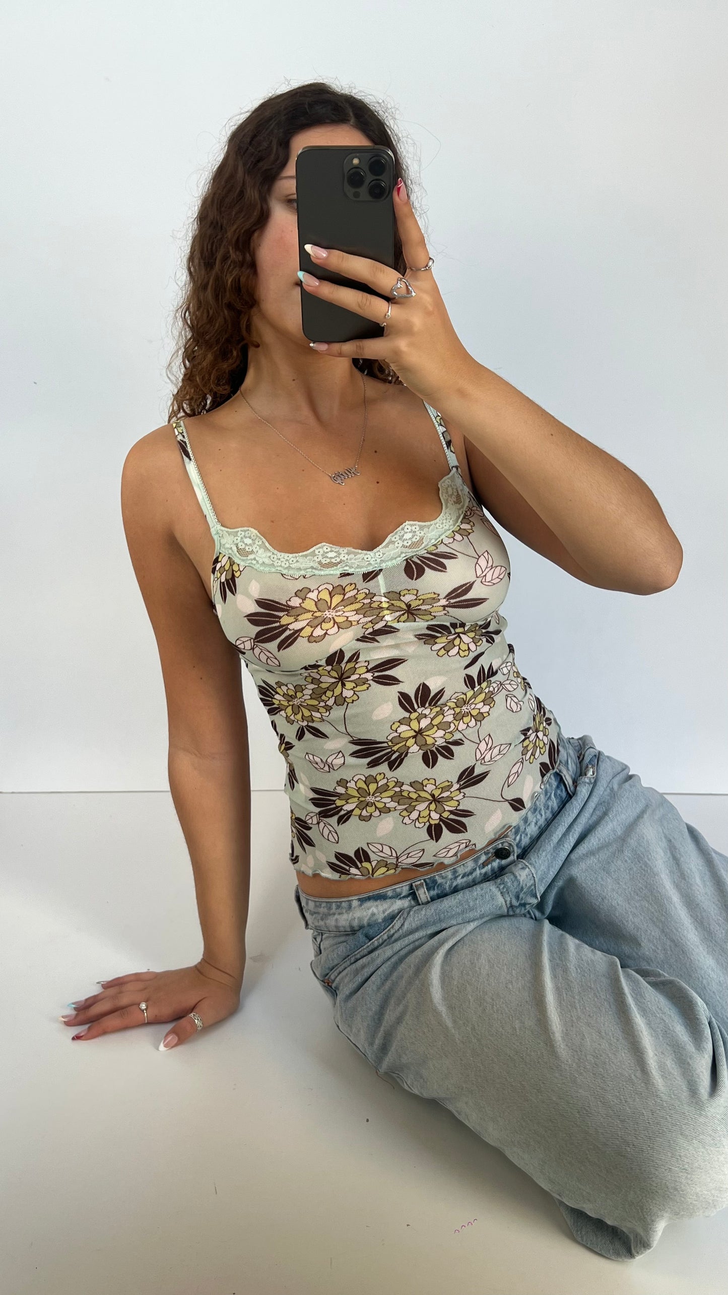 00s blue floral cami- size XS/S