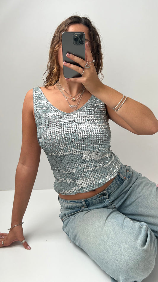 00s silver sequin cami- size S