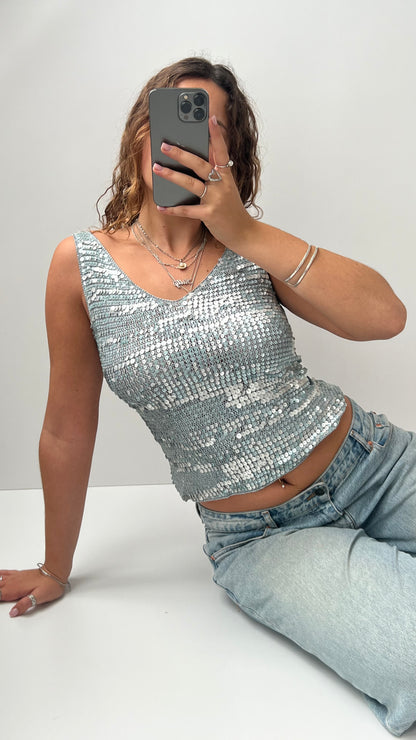 00s silver sequin cami- size S