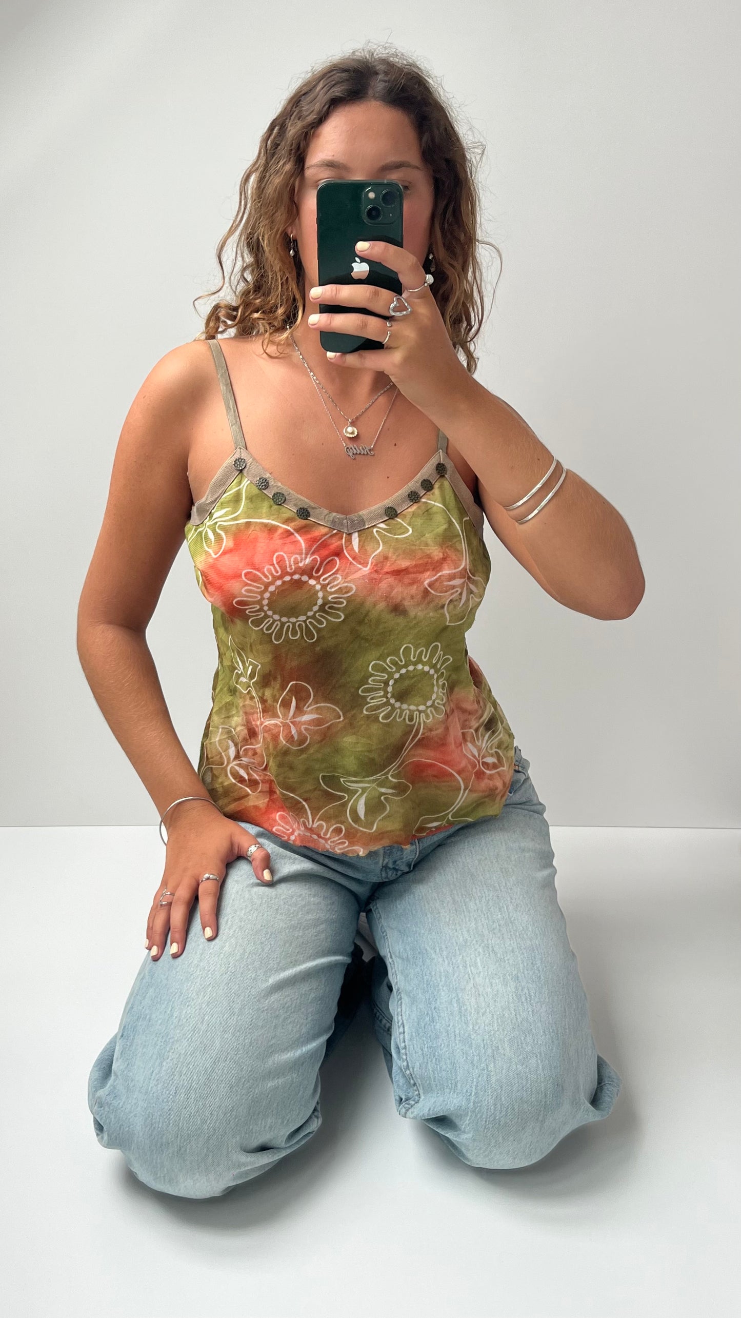 00s green orange mesh cami- size L