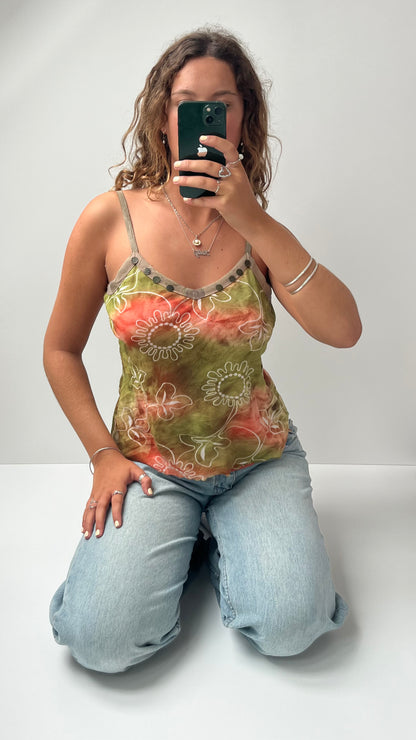 00s green orange mesh cami- size L