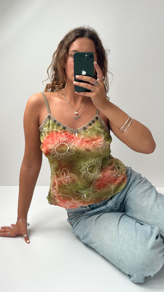 00s green orange mesh cami- size L