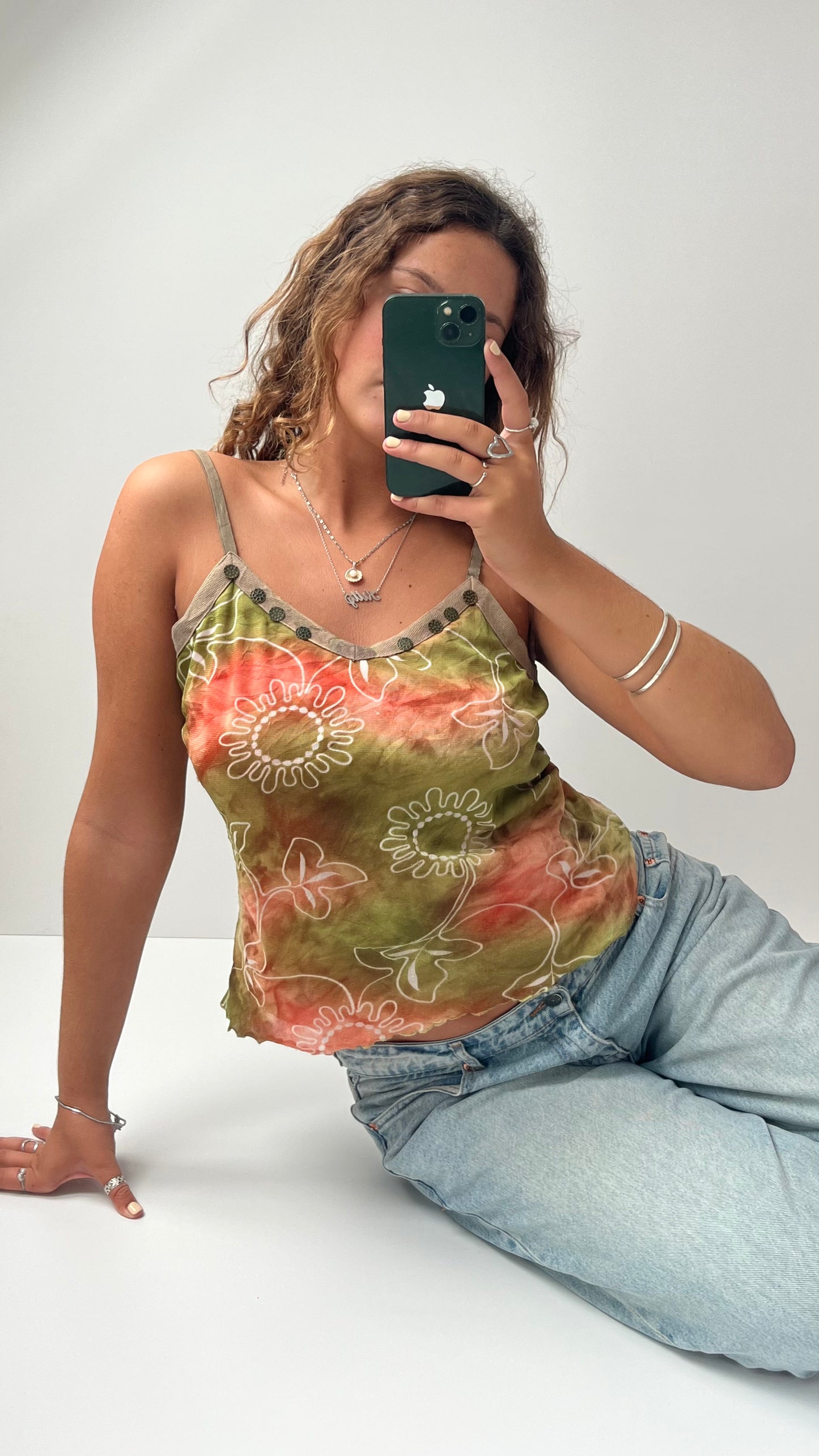 00s green orange mesh cami- size L