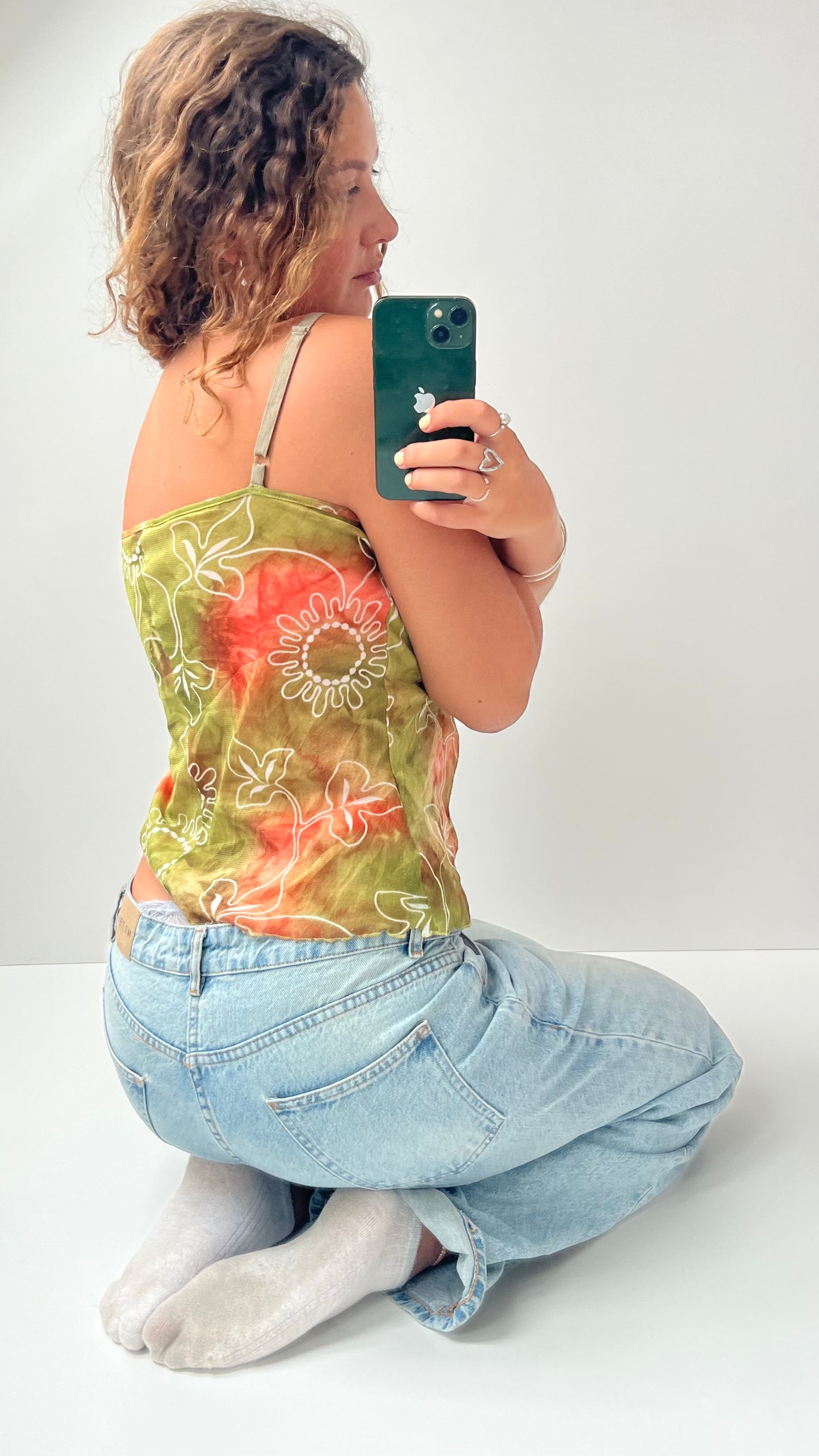 00s green orange mesh cami- size L