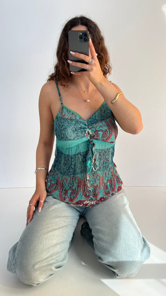 00s blue paisley cami- size L