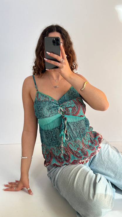 00s blue paisley cami- size L