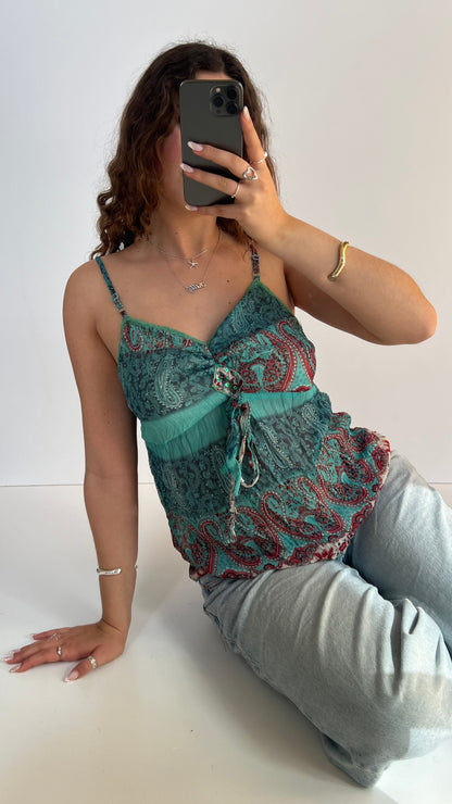 00s blue paisley cami- size L