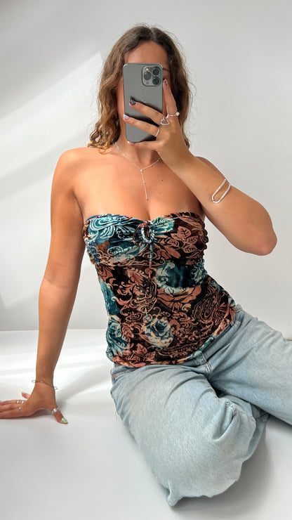 00s brown blue strapless cami- size M