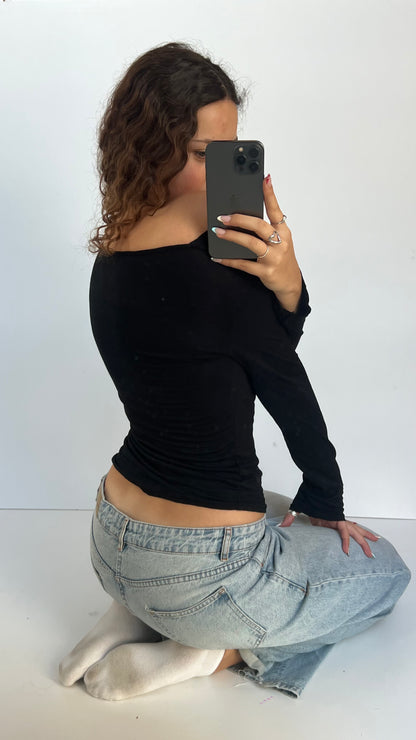 00s black off shoulder top- size M
