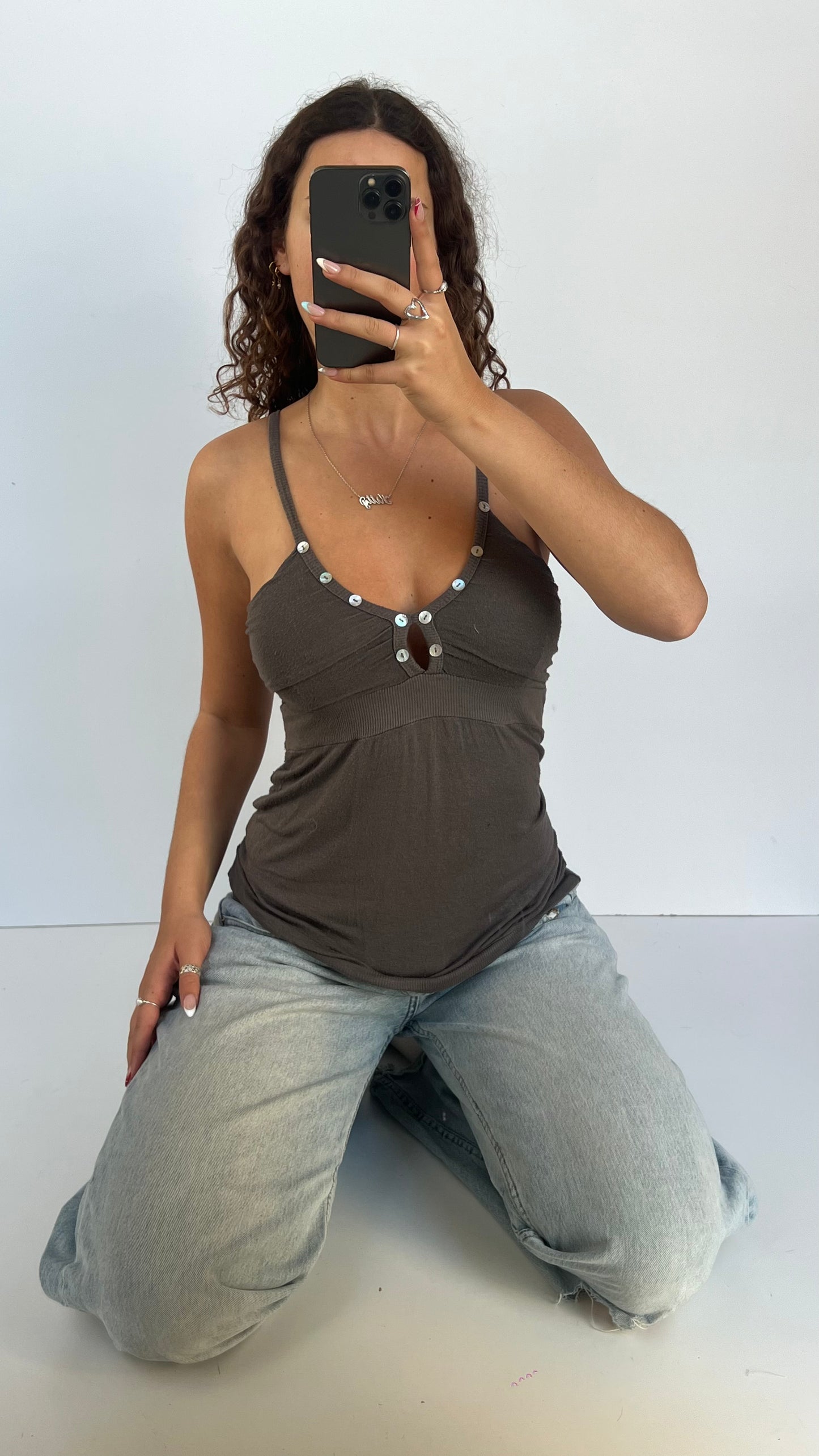 00s brown babydoll cami- size S