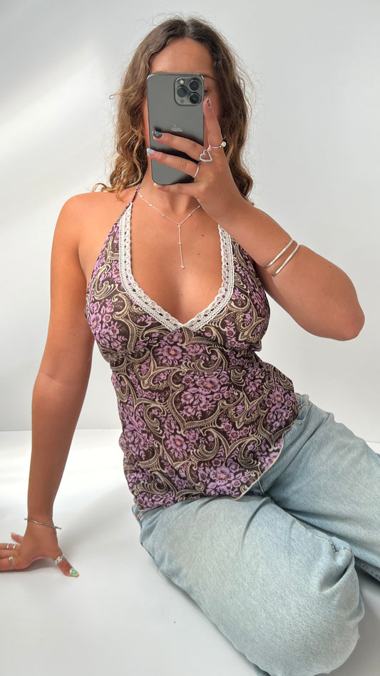 00s purple mesh halter cami- size L
