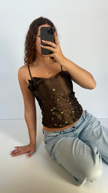 00s brown sequin cami- size M