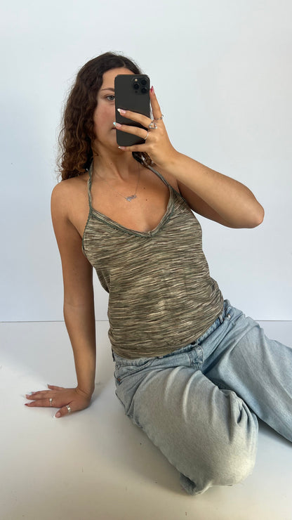 00s green striped cami- size L