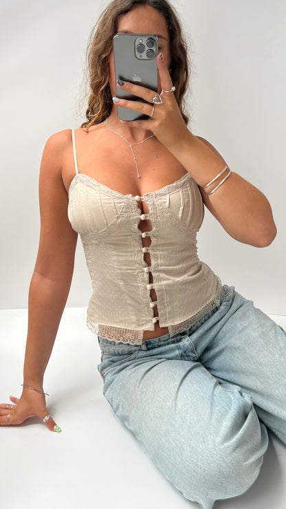 00s cream lace cami- size S