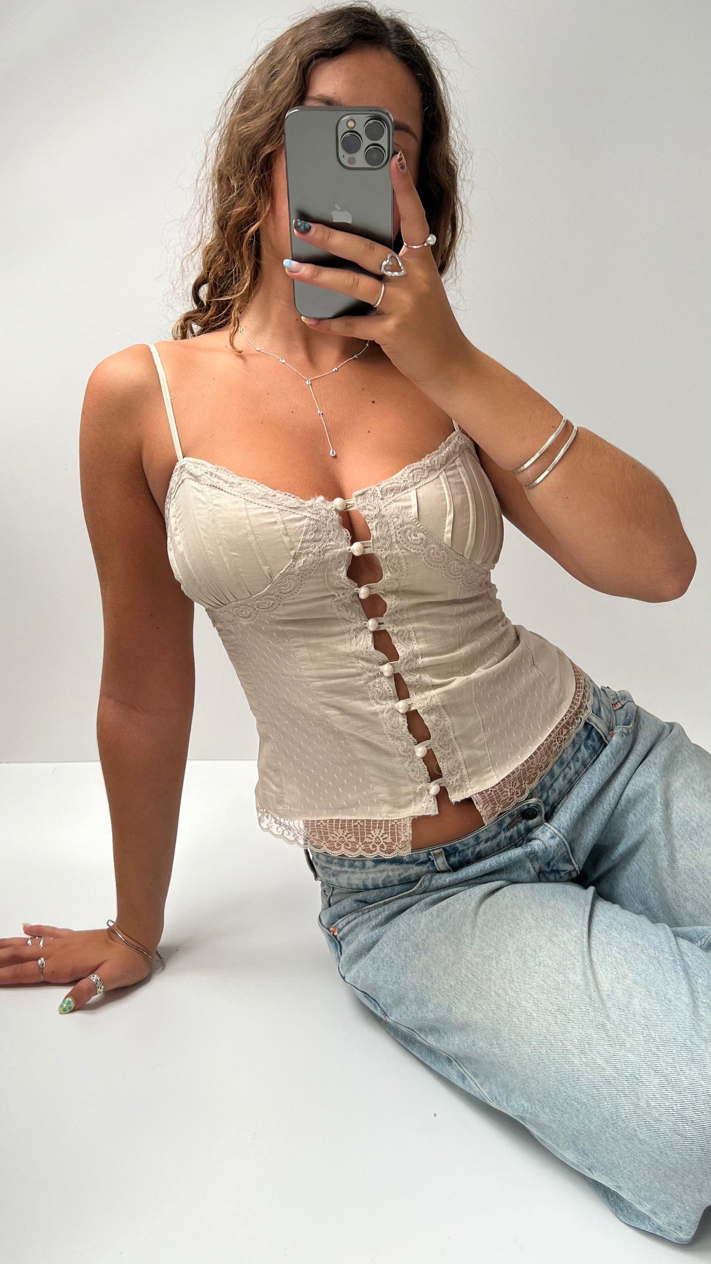 00s cream lace cami- size S