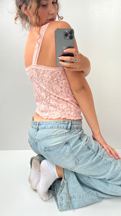00s pink lace cami- size M/L