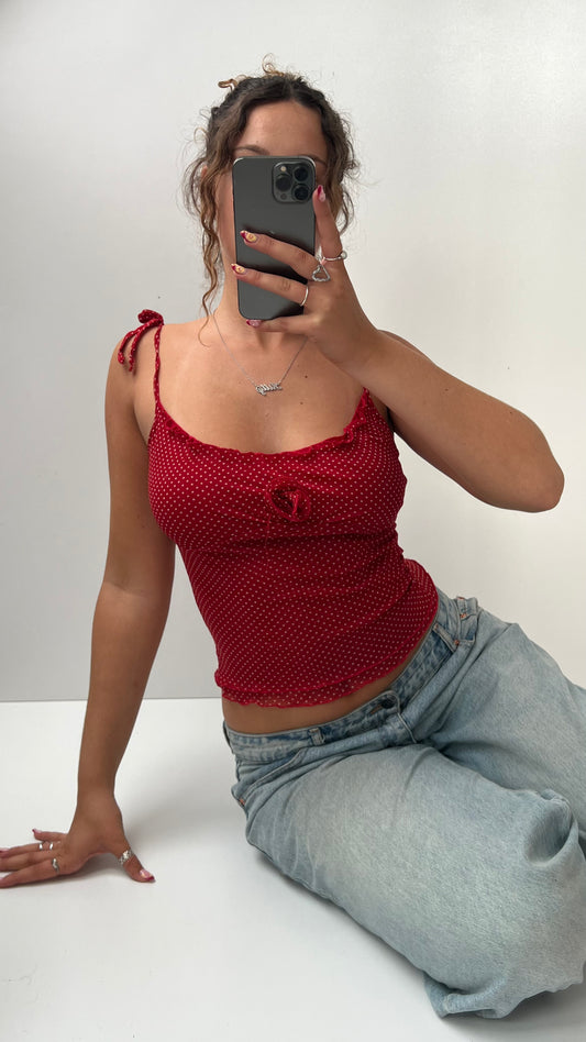 00s red polka dot cami- size S