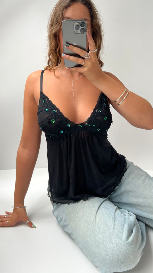 00s black mesh cami- size S