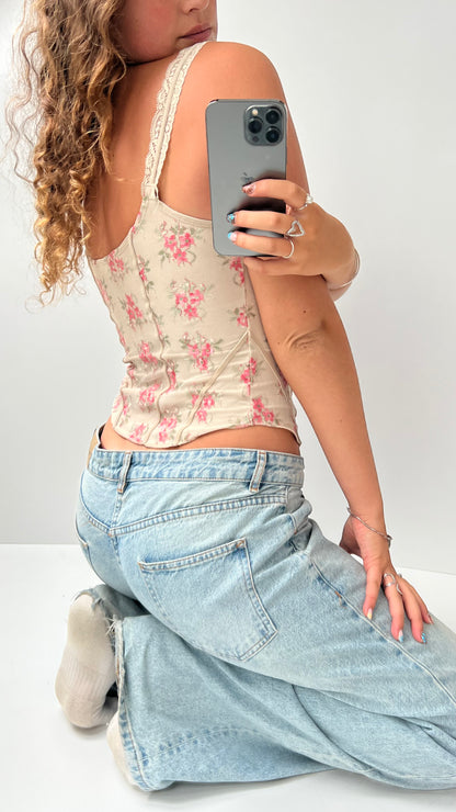 00s Guess cream floral cami- size S