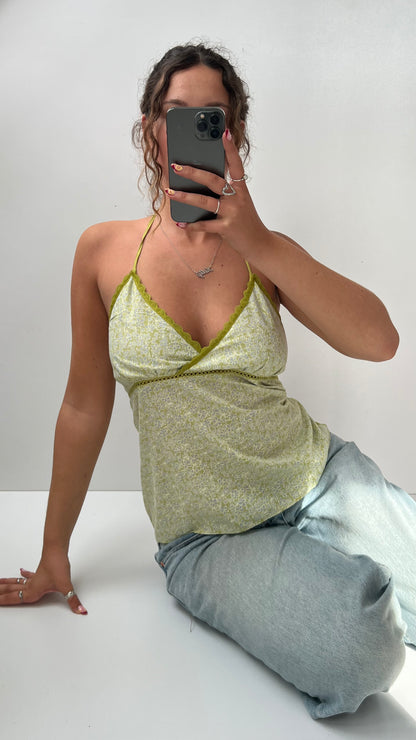 00s green floral cami- size M