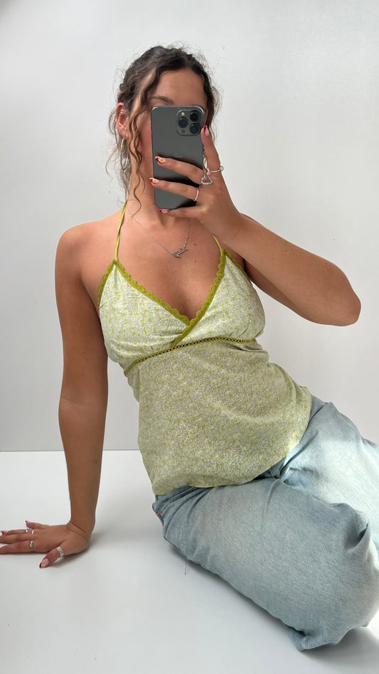 00s green floral cami- size M