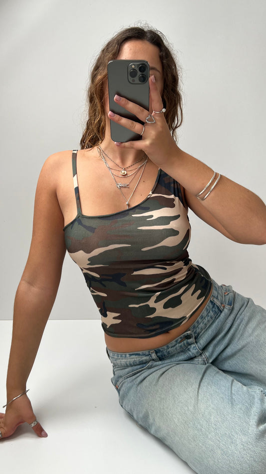 00s camo print cami- size S