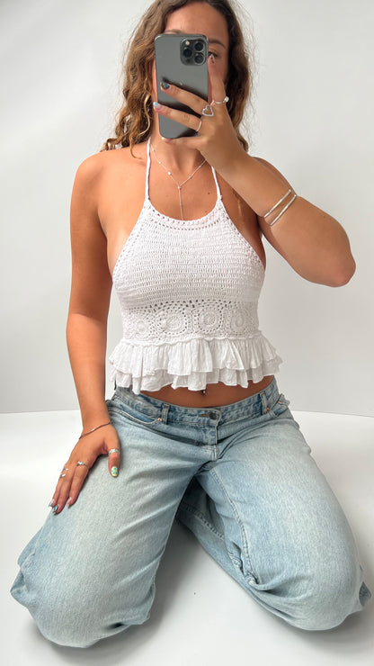 00s white crochet cami- size S