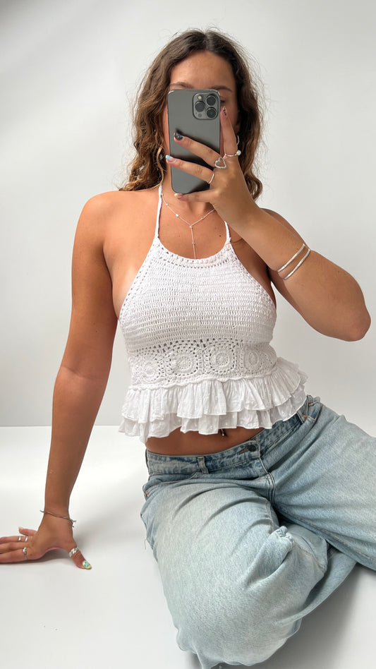 00s white crochet cami- size S