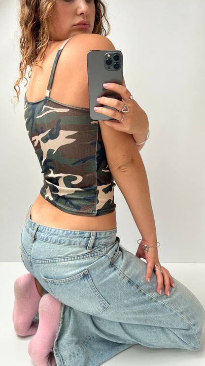 00s camo print cami- size S