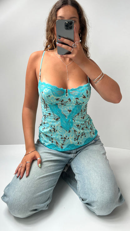 00s blue lace corset- size M