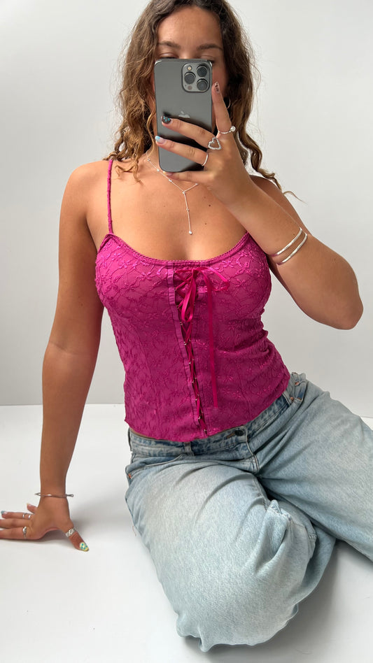 00s pink lace cami- size M