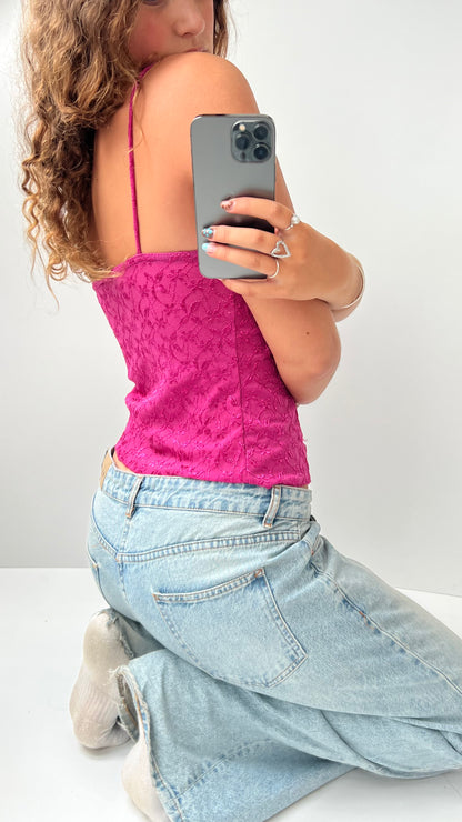 00s pink lace cami- size M