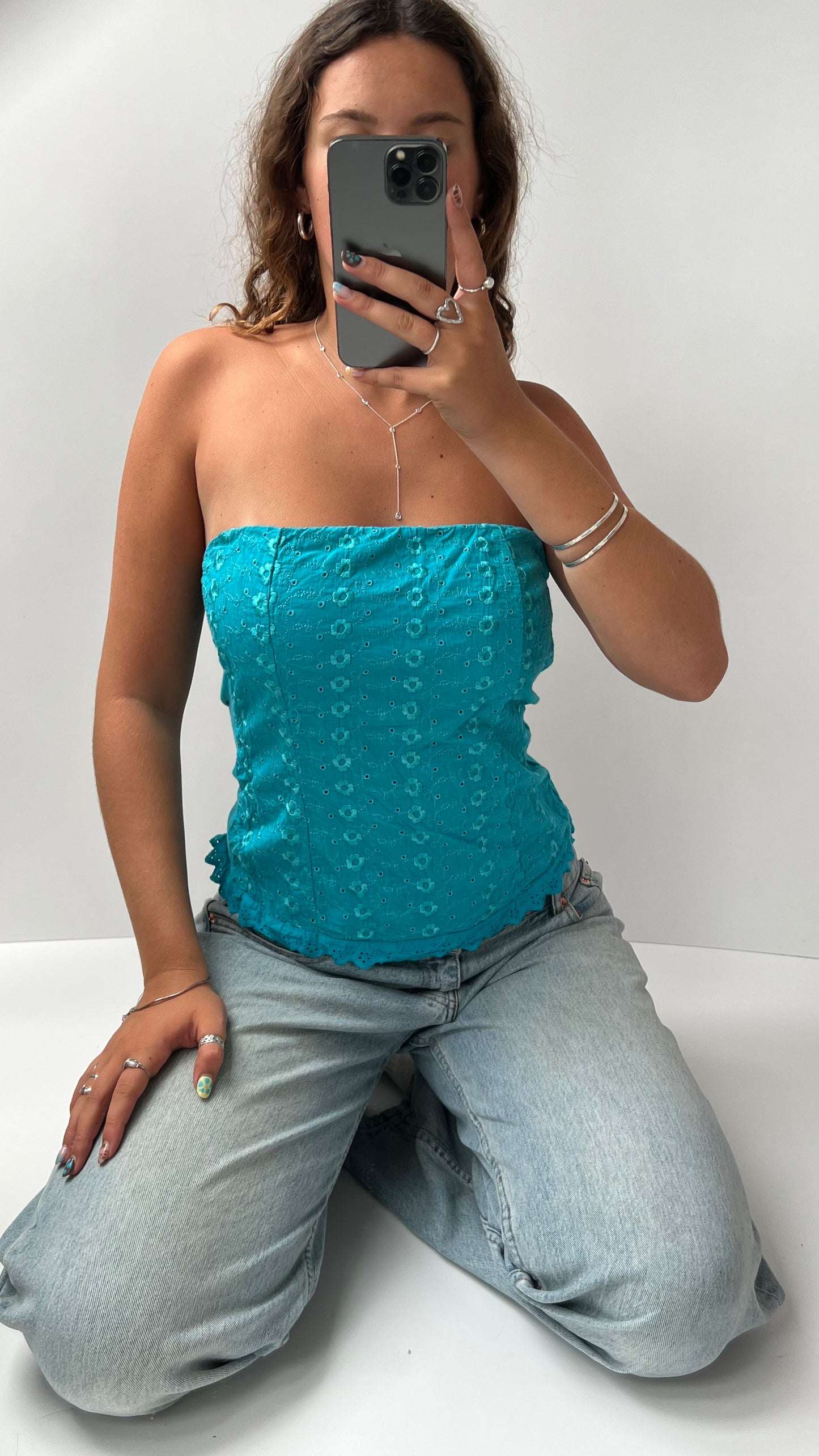 00s blue strapless cami- size M