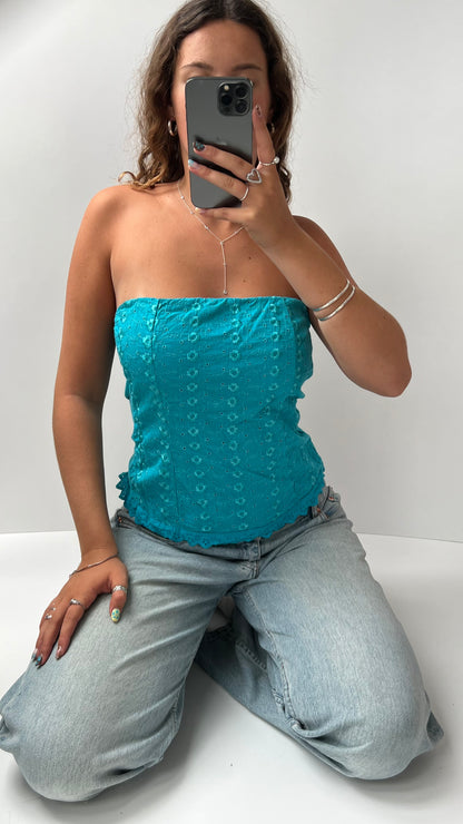 00s blue strapless cami- size M