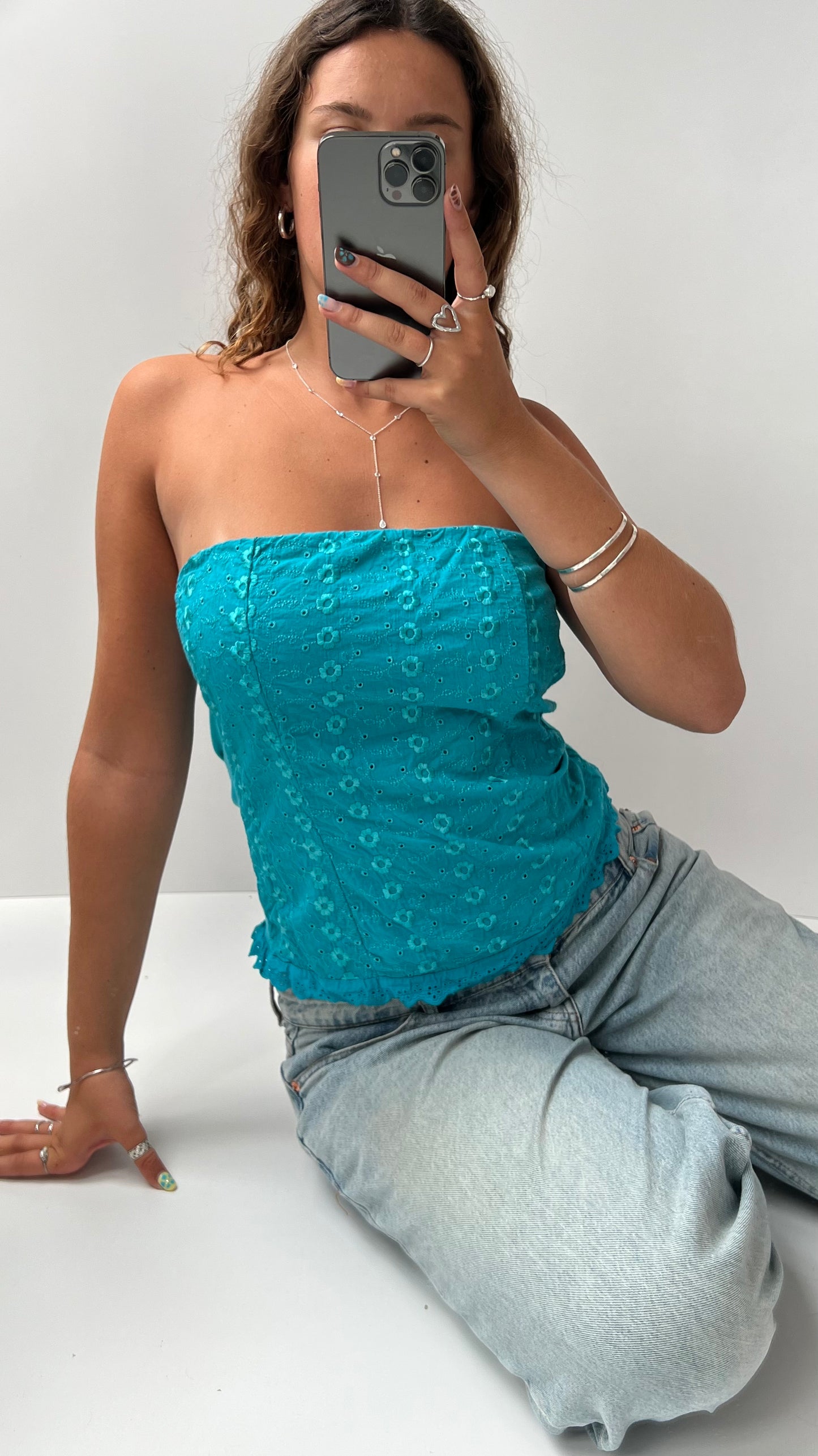 00s blue strapless cami- size M