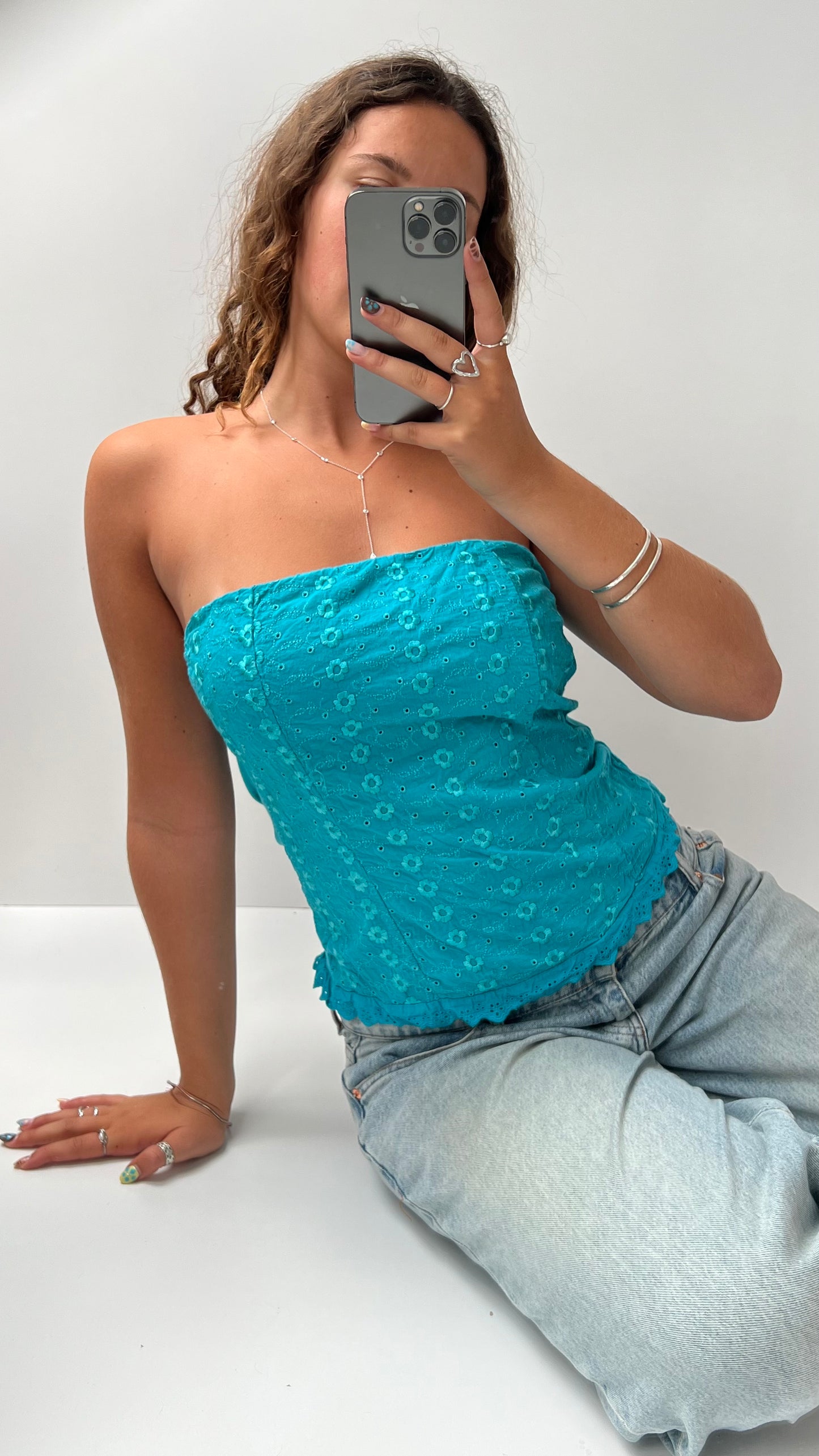 00s blue strapless cami- size M