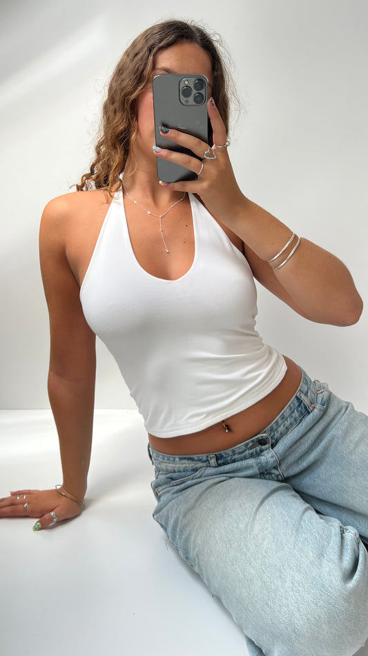 00s white halter cami- size S