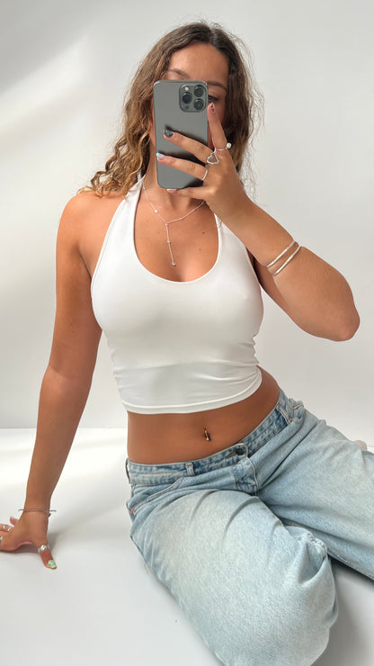 00s white halter cami- size XS